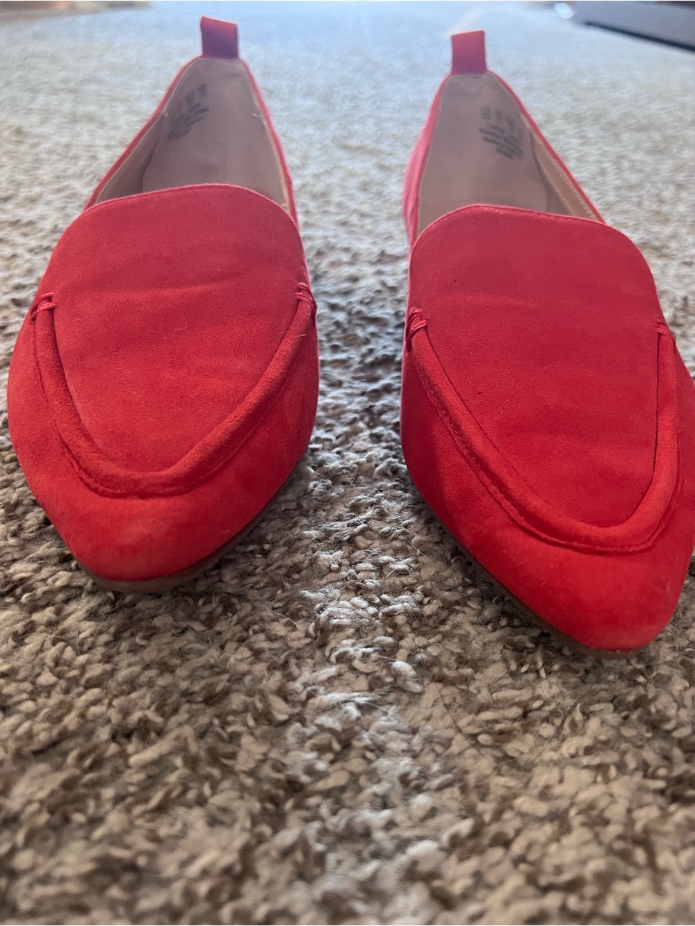 Franco Sarto Suzie Red Suede Pointed-Toe Loafers - Picture 2 of 7